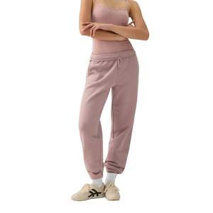 Pantalones Deportivos de Felpa de Algodón para Mujer, Cintura Alta, Corte Holgado, con Cordón Ajustable, para Gimnasio y Entrenamiento, Venta al Por Mayor OEM - Product Image 2