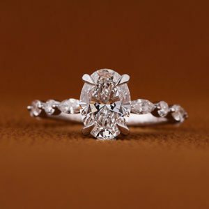 Bague de fiançailles et de mariage pour femme en or 14 carats avec diamant ovale de 2 carats cultivé en laboratoire, certifié IGI, prix d'usine - Product Image 1