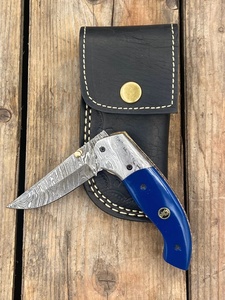 Handmade Damascus Steel Folding Pocket Utility Knife Wood Handle <b>Drop</b> Point Blade Survival TR8885 3-Year Warranty TARJ - Product Image 5