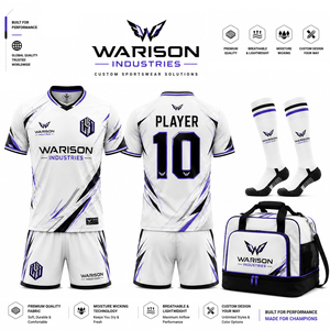 Wholesale Custom Football Kit White Gold Soccer Uniform Set Breathable Quick Dry Soccer Uniform Set With Custom Name And Number - Product Image 3