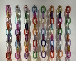 Sculpture murale artistique en chaîne de maillons en résine colorée, dégradé bleu, forme irrégulière, personnalisable, faite à la main, pour décoration intérieure - Product Image 2