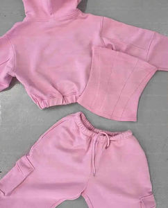Unisex 3-Piece Cotton French Terry Breathable Casual Sports <b>Cargo</b> Sweatpants Hoodie <b>Pant</b> Set Puff Printed Streetwear Embroidery - Product Image 6
