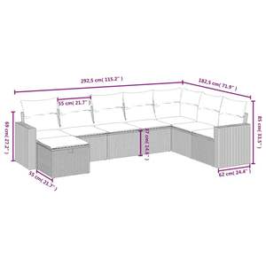 Ensemble de canapés de patio en polyrotin marron 8 pièces avec coussins, meubles d'extérieur élégants - Product Image 4