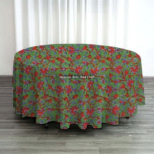New 100% Cotton Hand Block Print Premium <b>Tablecloth</b>, Round <b>Linen</b> Cotton Table Cover for Dining Room Round <b>Tablecloth</b> - Product Image 4