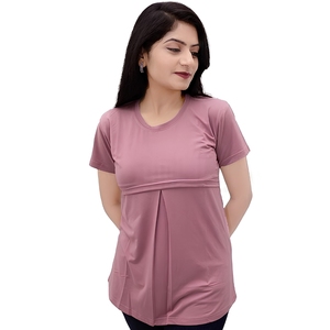 Camisetas de Maternidad para Mujer, Camiseta de Algodón con Cuello Redondo para Lactancia Fácil, Camiseta para Embarazadas - Product Image 1