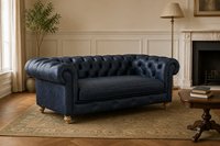 Canapé Chesterfield en cuir véritable trois places, dossier capitonné, accoudoirs roulés, pieds en bois, style traditionnel, canapé pour la maison ou le bureau, canapé en cuir