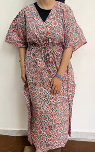 Vestido Kaftán Estampado de Algodón Transpirable para Mujer, Perfecto para Uso Diario y Vacaciones - Product Image 2
