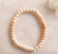 Bracelet en opale rose naturelle facettée, bracelet extensible en perles de cristal rose pastel, bijoux pour femmes