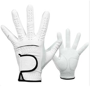 Gant de golf en peau de mouton blanche respirant et antidérapant pour hommes et femmes, logo personnalisé, matériaux combinés - Product Image 2