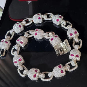 Collier chaîne à maillons tête de mort de luxe serti de diamants Moissanite VVS taille ronde, en or massif 14K, bijoux Hip Hop pour hommes et femmes - Product Image 3