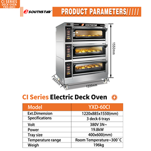 Four à sole électrique commercial Southstar à trois niveaux avec panneau intelligent en acier inoxydable 380V pour restaurants, boulangeries et hôtels - Product Image 6