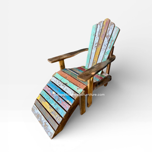 เก้าอี้ไม้รีไซเคิลสไตล์เรสติกสีธรรมชาติพร้อมพนักพิง สำหรับริมสระน้ำ ชายหาด รีสอร์ท โรงแรม วิลล่า สวน ลานบ้าน - Product Image 1