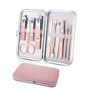 Professional 7 In 1 Stainless Steel Nail <b>Kit</b> With Case Portable <b>Manicure</b> Tools For Adults Classic Style Pink Color - Product Image 1