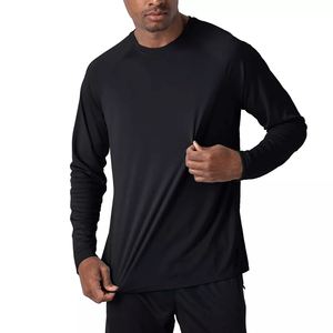 T-shirt uni à manches longues pour homme, coupe classique confortable, protection solaire, idéal pour l'entraînement et la gym - Product Image 6