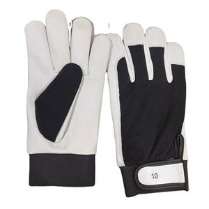 Gants de travail en cuir de chèvre KOKAL, doublure polaire, paume Tyohanskat, dos en tissu, imperméables, antidérapants, personnalisables pour le travail - Product Image 1