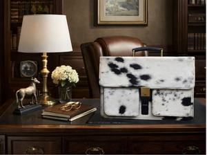 Sac à main portable vintage en cuir véritable à poils, sacoche d'affaires, porte-documents, sac de travail LPBH-0021 - Product Image 6