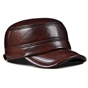 Brown Leather <b>Flat</b> <b>Cap</b> Adjustable For <b>Men</b> Casual Hat Four Seasons Wear Adults 56-58CM Hats & <b>Caps</b> - Product Image 4