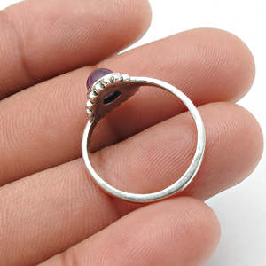 Anillo de Plata de Ley 925 Oxidada en Oferta con Gema de Amatista Natural de Corte Redondo Brillante, Diseño Personalizado, Joyería Bohemia - Product Image 2
