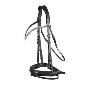 Bridon de cheval réglable en cuir durable avec rênes respirantes, équipement équestre noir, fabriqué en usine pour chevaux Cob - Product Image 1