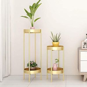 Supports à fleurs en métal plaqué or, écologiques, durables, design minimaliste moderne, présentoir à plantes d'intérieur, étagères circulaires pour la maison - Product Image 1