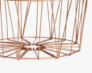 Panier de rangement en fil métallique géométrique moderne avec poignées, finition cuivre, organisateur multi-usages pour la maison - Product Image 3