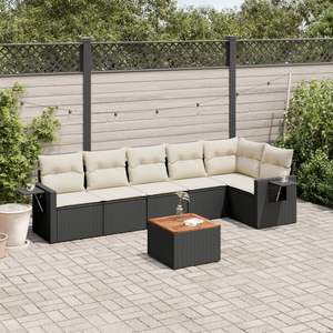 Ensemble de canapés de jardin avec accoudoirs réglables, grand modèle en rotin PE noir, mobilier de jardin spacieux avec sièges confortables - Product Image 1