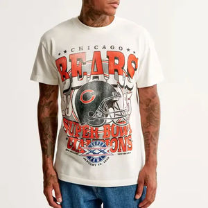 T-shirts Oversize Homme Tendance Streetwear 100% Coton Tricoté avec Logo Imprimé DTF Personnalisé Style Hip Hop Uni Respirant - Product Image 1