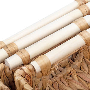 Juego de 4 bandejas rectangulares de jacinto de agua con asas de ratán. Bandejas para servir en mesas de centro, salas de estar y hoteles. - Product Image 2