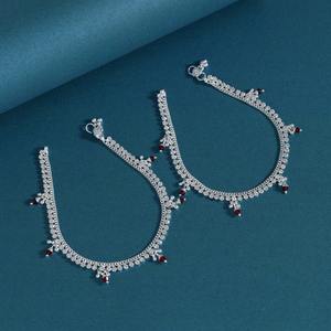 Venta al por mayor minimalista S925 plata esterlina playa tobillera estrella brillante alto sentido pierna cadenas gargantilla tobillera para mujer joyería fina - Product Image 5