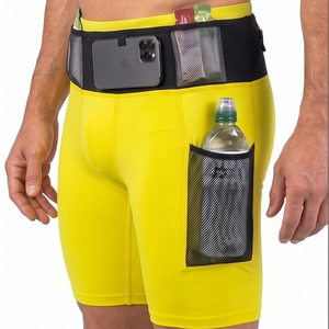 Shorts de compression jaunes pour hommes avec poches, séchage rapide, taille élastique, shorts ajustés pour hommes, vêtements de sport pour hommes - Product Image 3