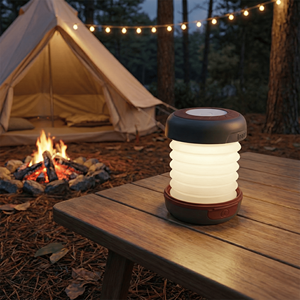 Lanterne solaire de camping HYUGA à LED avec crochet de suspension, design pliable, rechargeable, 1W, indice IP66, batterie 800mAh, portable pour le camping - Product Image 1