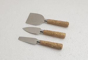 Juego de cubiertos de acero inoxidable Chapado en plata de alta calidad, diseño de hormigón dorado, mango de hormigón, corte de queso - Product Image 4