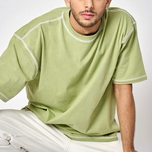 Camiseta Larga Oversize de Alta Calidad, Estilo Urbano, Algodón y Fibra de Bambú, Logotipo Personalizado, Ajuste Casual, Tejido de Punto - Product Image 2