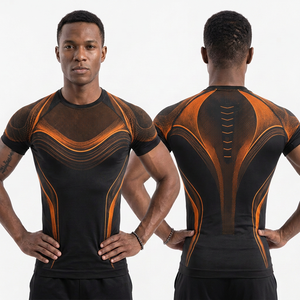 Camiseta Deportiva Unisex de Manga Corta con Cuello Redondo, Ajustada, de Compresión, Sólida, Transpirable, de Secado Rápido y que Absorbe la Humedad - Product Image 1