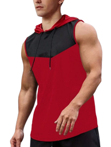 Camiseta sin mangas con capucha y bloques de color, de secado rápido, estilo casual deportivo para hombre - Product Image 3