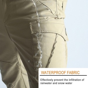 Pantalon de randonnée tactique d'été pour homme, léger, décontracté, taille mi-haute, à braguette boutonnée, imperméable, coupe-vent, respirant, en polyester/coton - Product Image 5