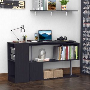 Scrivania da Gaming Moderna a L Nera per PC, Tavolo Regolabile in Altezza con Libreria, Materiale Plastico Resistente - Product Image 6