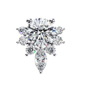 Pendientes de Moissanita con Corte Redondo y Racimo, con Colgante Marquise, Moissanita Central Redonda de 3.9mm, Pendientes de Moissanita Redonda de Varios Tamaños - Product Image 2