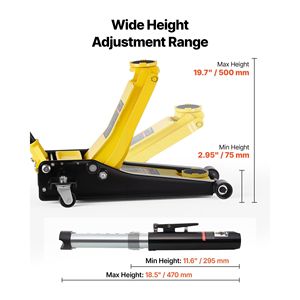 Martinetto idraulico da officina in acciaio da 3 tonnellate (6614 libbre) a basso profilo con doppio pistone e sollevamento rapido, con carrello - Product Image 3