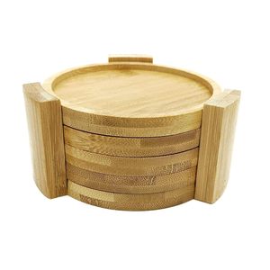 Ensemble de sous-verres ronds en bambou avec support en bois, sous-verres naturels écologiques, protection de table, décoration pour la maison et la cuisine - Product Image 4