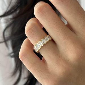 UNIQUE 4.5 Carat Oval Bezel Set Eternity Band , Yellow Gold Lab Grown Diamond Full Eternity <b>Stacking</b> <b>Ring</b> - Product Image 2