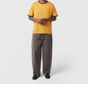 T-shirt formel imprimé vintage pour homme 2025, 100 % coton teint en fil, tissé, qualité de couture supérieure personnalisée, coupe régulière, long et uni - Product Image 1