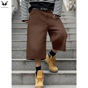 Prix de gros : Shorts en jean Y2K esthétique pour hommes, style rétro streetwear, coupe ample, jambe large, avec logo personnalisé - Product Image 6
