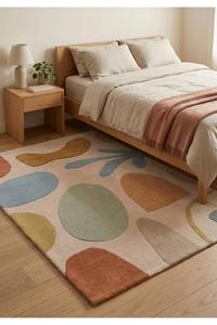 Tapis en laine anti-statique et anti-allergie, hypoallergénique, antidérapant, fait main, pour usage domestique des personnes âgées, design géométrique moderne - Product Image 1