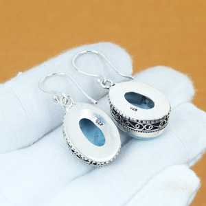 Larimar Gemstone Sterling Silver <b>Earrings</b> Handmade Bohemian Jewelry Natural Gemstone <b>Dangle</b> Women Wholesale - Product Image 5