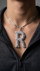 Custom Solid White <b>Gold</b> Iced Out Lab Grown Diamond Ornate Initial <b>Letter</b> Pendent Gothic Style Hip Hop Jewelry - Product Image 1