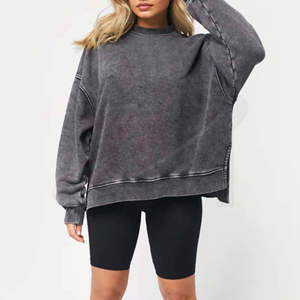 Women Acid Wash Sweatshirt Oversized Casual Fashion Pullover For Streetwear And Everyday Comfort Pullover Autumn Wear - Product Image 4