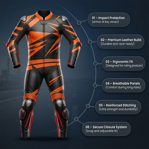 Traje de Motociclismo de Invierno Personalizado, de Cuero, con Protección CE, OEM, ODM, Alto Rendimiento, Impermeable, Transpirable y Resistente al Viento - Product Image 4