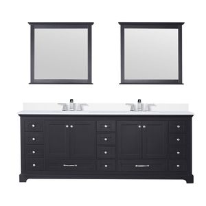 84 In. Espresso Double Bath Vanity with 22 In. Cultured Marble Top and 34 In. Faucet Set 2 Mirrors for Your Bathroom - Product Image 1