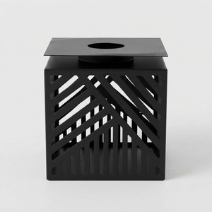 Modern <b>Gold</b> Black Metal <b>Tea</b> <b>Light</b> <b>Holders</b> Geometric Cut out Handmade MORADABAD ART METAL WARE Uttar Pradesh for Home Decoration - Product Image 4